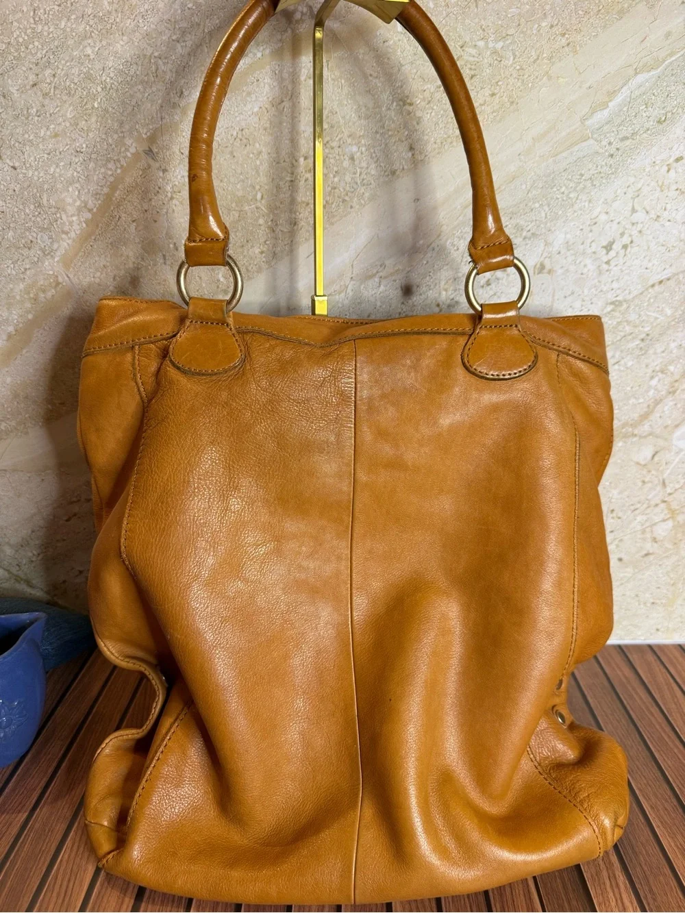 J.Crew Vintage 2010 Cognac Leather Large Utility Tote Bag 26082